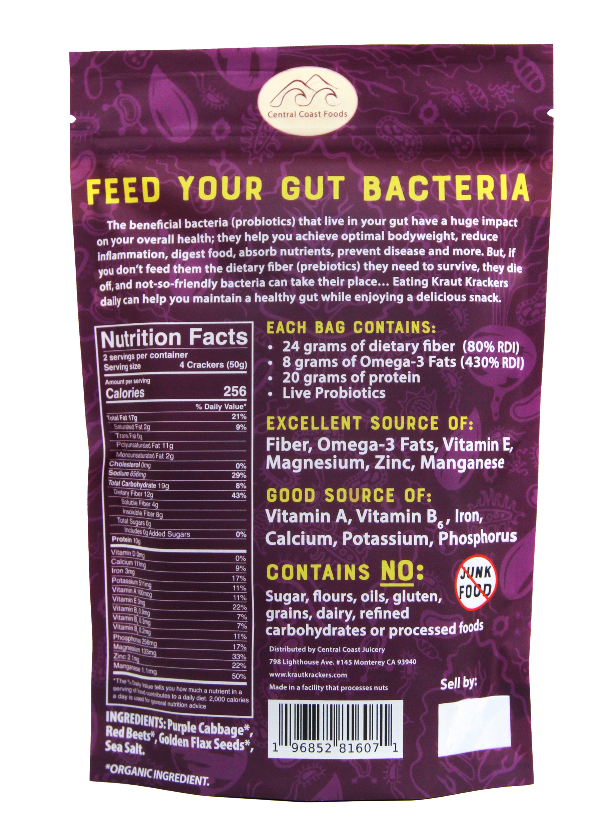 Back of the bag containing nutritional information